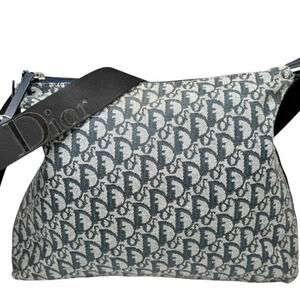 CHRISTIAN DIOR Blue Canvas Trotter Shoulder Bag